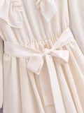 Foridol Ruffles Tierred Beige Lantern Sleeve Women's Dress Spring Summer O Neck Casual Short Vestidos A-line Beach Dress 2025