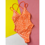 S - XL Sexy Leopard Printed V Neck Women Swimwear One Piece Swimsuit Female Backless High Leg Cut Bather Bathing Suit Swim V4808