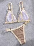 Splicing Ribbed High Cut Rings Bikini Women Swimsuit Female Swimwear Two-pieces Bikini Set Bather Bathing Suit Swim Beachwear