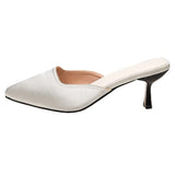New Luxury Pointed Toe Women Mules Slipper FashionLadies Elegant  Sandal Square Low Heel Slip on Slides Shoes