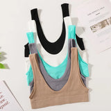 2Pcs/Set Women Non-wire Bra Crop Top Seamless Underwear Female Plunge Bra Tops Ribbed Sexy Lingerie Sports Intimates