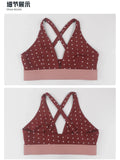 Summer Red Polka Dot Print Yoga Sets Women V Neck Shockproof Sports Bra High Elasticity Hip Lifting Shorts Running Fitness Suits