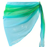 Summer Beach Bikini Wrap Sheer Short Skirt for Women Gradient Color Sarong Swimsuit Coverups Girls Skirt Scarf Swimwear Cover-Up