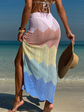 New Colorful Hollow Out Knitted Tunic Beach Cover Up Cover-ups Beach Dress Beach Wear Beachwear Long Skirt Female Women K6588