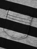 Women Striped Print Long Sleeve Tops Fitted Round Neck Fall T-shirts Casual Streetwear for Daily Office Party