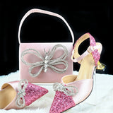 Doershow High Quality African Style Ladies Shoes And Bags Set Latest BLUE Italian Shoes And Bag Set For Party  HGH1-8