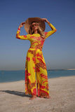 2026 New Long Sleeve Sheer Sun Protection One-Piece Set Swimsuit Women Sexy Rash Guard Swimwear Bodysuit Beachwear With Cover up