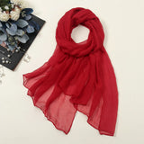 Solid Color Chiffon Scarf Fashionable Lightweight Neck Scarf For Women Summer Neck Sun Protection Silk Scarf Shawl 170*70cm