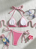 Splicing Wrinkled Pleated Bikinis 2025 High Cut Bikini Women Swimwear Female Swimsuit Two-pieces Bikini Set Bathing Suit Swim