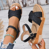 Women's Braided Platform Sandals 2025 Summer Chunky Wedges Gladiator Sandals Woman Ankle Straps Vacation Casual Beach Sandles