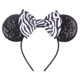 Disney Mickey Mouse Ears Leopard Print Headbands for Girls Baby Women Sequins 5"Bows Hair Accessories Adults Hairbands Kids Gift