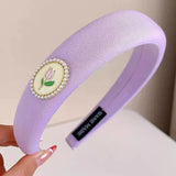 Purple Series Sponge Headband for Woman Elegant Temperament Wide Brim Hair Band Fashion Girl Makeup Headband Hair Accessories