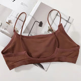 Women Low Back Crop Top Push Up Bras Seamless Underwear Thin Strap Camisole Sexy Lingerie Female Backless Bralette Tanks Top