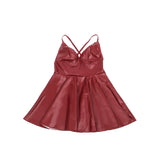 Women Black Nightclub Short Dresses Deep V-Neck Sleeveless Vestidos Faux Leather Suspenders Sexy Nightdress Plus Size Baby Doll