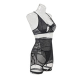 Summer new women's sexy strappy see-through mesh lingerie four-piece set Women's Pajama Lace Underwear Set Intimates 2025
