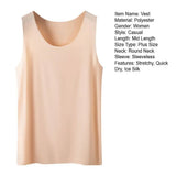Women Bottoming Vest Sleeveless Ice Silk Seamless Stretchy Round Neck Dry Dry Cooling Camisole Summer Office Vacation Basic Top