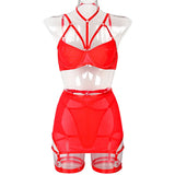 Toucheart Trendy Lingerie 4 Pieces Set Exotic Sexy Bra Eroctic Garter Underwear Set Women's Mesh See-through Luxury Underwear