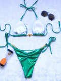 Snake Skin Rhinestone Diamond Bikini Female Swimsuit Women Swimwear Two-pieces Bikini Set High Cut Halter Bathing Suit Swim Lady