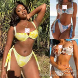 2026 Tie Dye Print Push Up Bikini Set Women Hard Cup Backless Two Piece Swimwear European American Sexy Bathing Suit