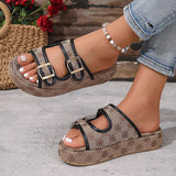 Flowers Embroidery Thick Bottom Sandals Women Fashion Designer Buckle Platform Slippers Woman Summer 2025 Non Slip Sandles Mujer