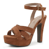 2026 New Block High Heels Sandals Women Peep Toe Ankle Strap Buckle Wedding Party Dress Office Platform Sandals