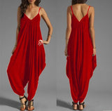 Summer Jumpsuits for Women Full-Length Playsuit Sexy V-Neck Sleeveless Jumpsuits Solid Color Pants Female Casual Loose Rompers