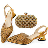 Doershow  High Quality African Style Ladies Shoes And Bags Set Latest purple Italian Shoes And Bag Set For Party  HAE1-7
