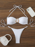 Halter Bikinis 2026 Women String Thong Swimwear Female Sexy Swimsuit Solid Bathers Bathing Swimming Swim Suit Beachwear