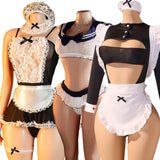 Sexy Nights Erotic Maid Costume Cosplay Women Uniform 18 Hot Exotic Outfit Sexy Lingerie Crotchless Bodysuit Desire Plays Suit