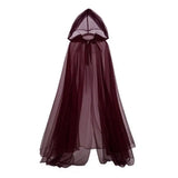 Halloween Ghost Cosplay Costume Cloak Adult Hooded Lace-up Full-Length Sheer Cape with Oversized Hood
