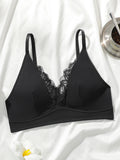 Stainless steel bra black women's underwear sexy Lingerie lace bra daily minimalist girl vest MR3514