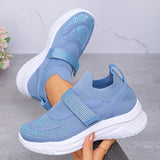 Shiny Crystal White Platform Sneakers Women Comfort Knitted Breathable Walking Shoes Woman Casual Non-Slip Sport Shoes Ladies