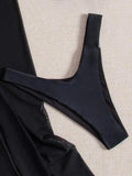 3 Pieces Thong Bikini 2026 Women With Dress Black Swimwear Female Halter Swimsuit Beach Wear Bathing Swimming Suit Summer