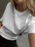 Fashion Casual Solid Gray Cropped T-shirt 2026 Woman Clothes O-neck Corset Tops Streetwear Girls Summer Autumn Short Tee Shirts