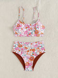 ZTVitality Sexy Floral Print Female Swimsuit Women Bikini 2025 Swimwear High Waist Bikinis Two Pieces Summer Beachwear Biquini