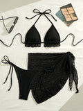 DEKA Lace Ruffled Swimwear Women Bikinis Set Backless Lace Up Bathing Suit Sexy Thongs Split Swimsuit Summer Beach Mini Skirt