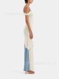 Summer New V-neck Sleeveless Long Dress Women Fashion Casual Comfortable Slim Sexy One Shoulder Lace Off Shoulder Maxi Dresses