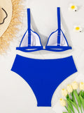 sexy push up bikinis sets two pieces solid high waist swimsuit bathing suit Swimwear Biquini conjunto de bikini tankini biquini