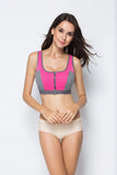 Sports Bra Women Front Zipper Double Inner Cup Push Up Patchwork Tops Female Yoga Fitness Shockproof Vest Sport Bras for Women