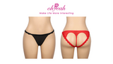 Black Mesh Lace Panty for Women Hollow Out Buttocks Thong Briefs Cotton Lined Sexy Underwear Plus Size S-2XL