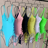 Splicing High Cut Out One Piece Swimsuit Women Tassel Swimwear Female Sexy Bathing Suit String Leopard Bikini 2025 Monokini Lady