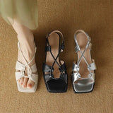 2026Summer New Model Fashion Middle Heeled Women's Sandals Black Buckle Open-toe Comfortable Hollow-out Women's Shoes High 3.5cm