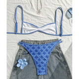 S - XL Flowers Printed High Leg Cut Bikini Female Swimsuit Women Swimwear Two-pieces Bikini set Bather Bathing Suit Swim V6965