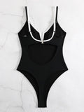 2026 Splicing Underwired V-Bar Women Micro Thong Swimwear One Piece Swimsuit Female Backless Monokini High Cut Bathing Suit Swim