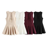 Foridol Bowknot Pleated Short Dress for Women O Neck Sleeveless Tank Mini Party Dresses Summer Spring 2025 New in Casual Vestido
