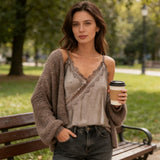 Women Summer Solid Color Lace Trimmed Camisole Fashion Spaghetti Strap Tank Top with Scalloped Hem