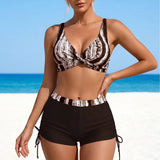 Summer Women's Triangle Bikini Set Floral Print Swimwear Sexy High Waist Two-Piece Shorts Sets Sexy Holiday Beachwear Outfits