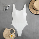 S - XL Wrinkled Backless Female Swimwear One Piece Swimsuit Women High Leg Cut Bather Slim Bathing Suit Swim Bodysuit Beachwear