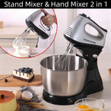 SUNATUR 2-in-1 Stand & Hand Mixer-5-Speed Electric Mixer with 3.5L Stainless Steel Bowl& Attachments