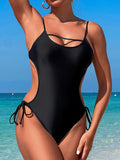 2026 Sexy Cut Out Monokini Swimsuit One Piece Solid String Swimwear Women Bathers Bathing Swimming Swim Suit Female Beach Wear